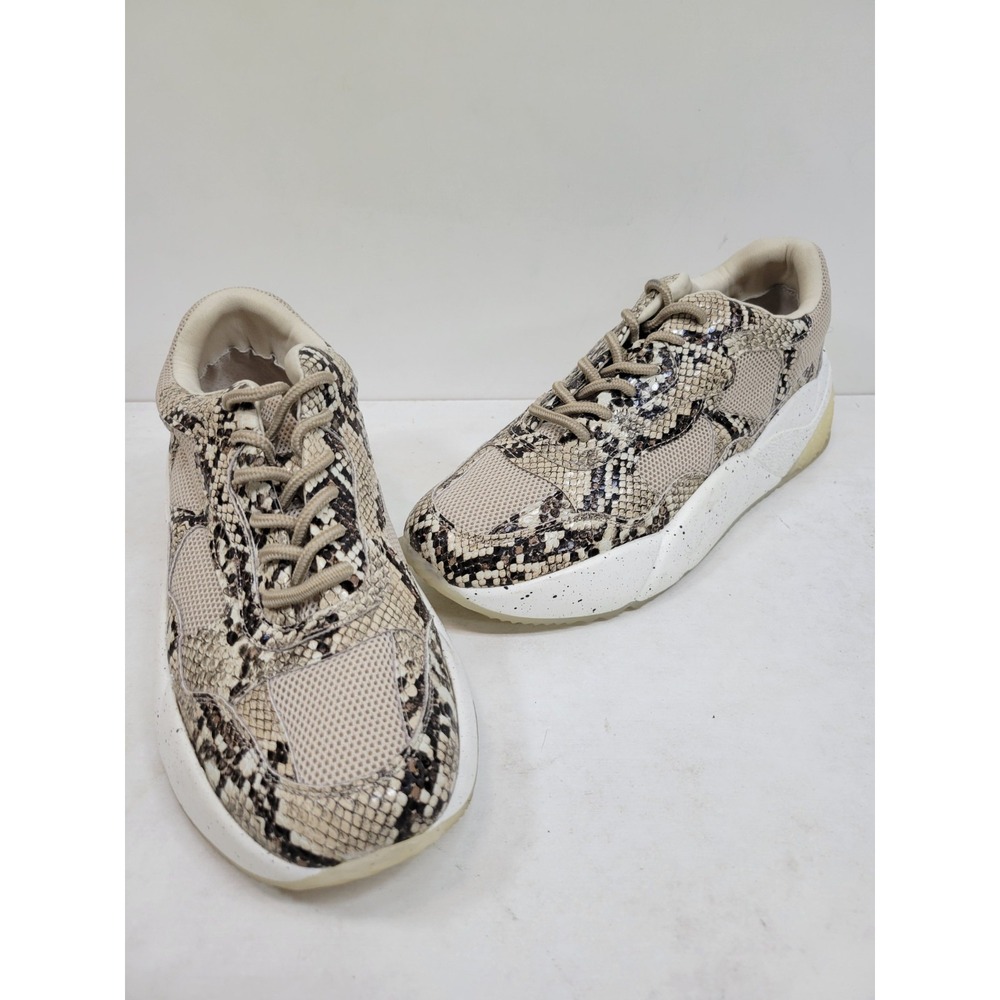 INC International Concepts Bubblez Womens 8M Snakeskin Chunky Sneakers Brown